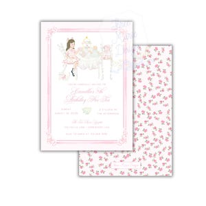 Inbjudan till tebjudning i akvarell | Te för två, te för tre | Pastellrosa par-te-inbjudan | Redigerbar tebjudningsinbjudan | Baby Doll-tebjudning