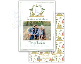 Watercolor Nativity Christmas Card | Editable Nativity Christmas Card | Photo Christmas Card | Digital Christmas Card | Nativity Monogram