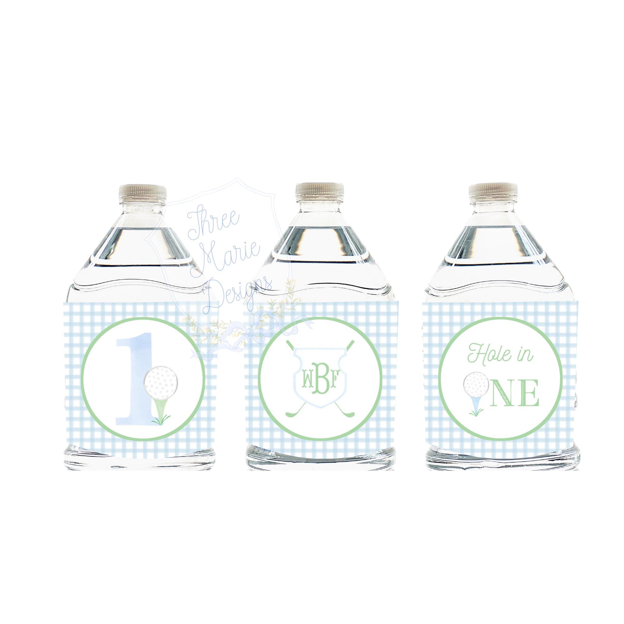 Preppy Golf Water Bottle Label Digital File | 8.5x2 and 9x2 inches Wraparound Water Bottle Golf Label | Editable Digital Download Printable