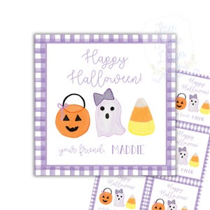 Halloween Girly Ghost Treat Gift Tag | Girly Halloween Tag | Sweet Ghost Halloween Tag | Purple Halloween Gift Tag | Halloween Party Favor