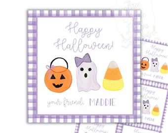 Halloween Girly Ghost Treat Gift Tag | Girly Halloween Tag | Sweet Ghost Halloween Tag | Purple Halloween Gift Tag | Halloween Party Favor
