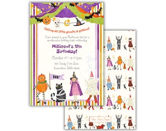 Vintage Halloween Kids Invite | Whimsical Halloween Birthday Invitation | Costume Birthday Invite | Trick or Treat Theme Kids Party