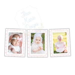 Pink Bow Monthly Photo Banner Printable | First Birthday Monthly Picture Banner | Editable, Instant Download | Pink Birthday Banner Decor