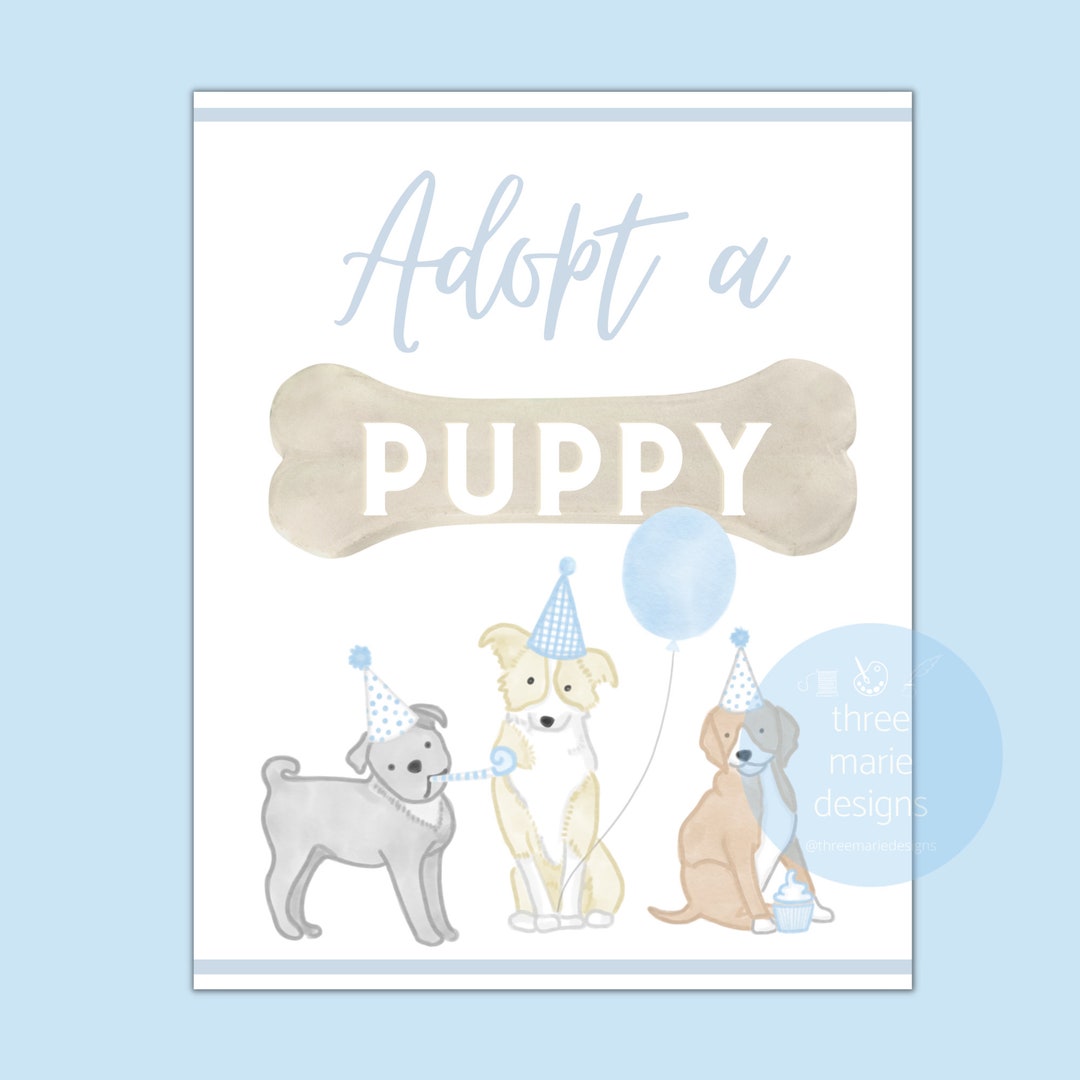 Adopt a Puppy Pawty Signage - 8x10 Puppy Adoption Sign for Puppy Party ...