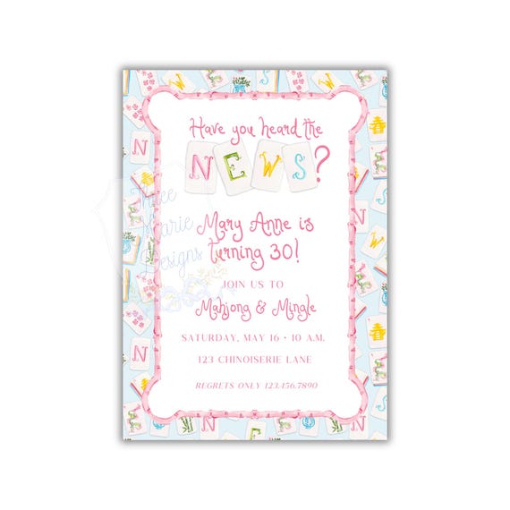 Mahjong and Mingle Invite | Editable Mahjong Invitation | Mah Jongg Birthday Invite | Mahjong Tile Digital Download | Mahjong Charity Event