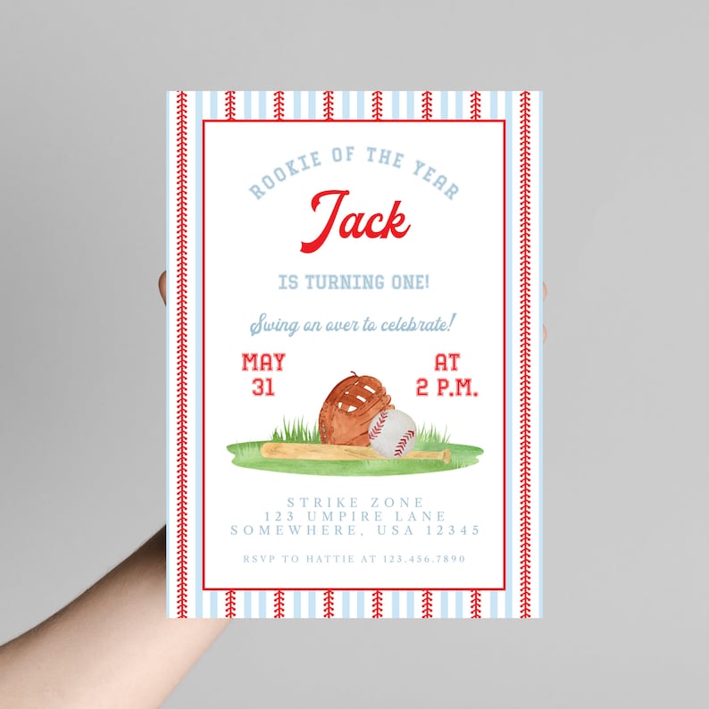 Editable Baseball Birthday Invite | Baseball Invitation | Rookie of the year Invite | Three Up Three Down Invite | Baseball Theme Birthday image 5