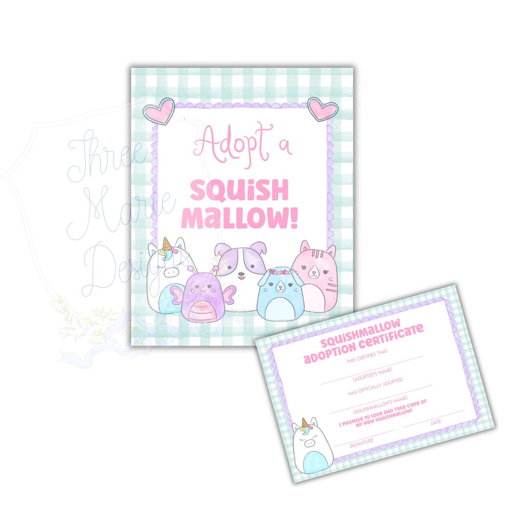 Adopt a Squishie Station Signage Favor Tag, Squish on Over Birthday ...