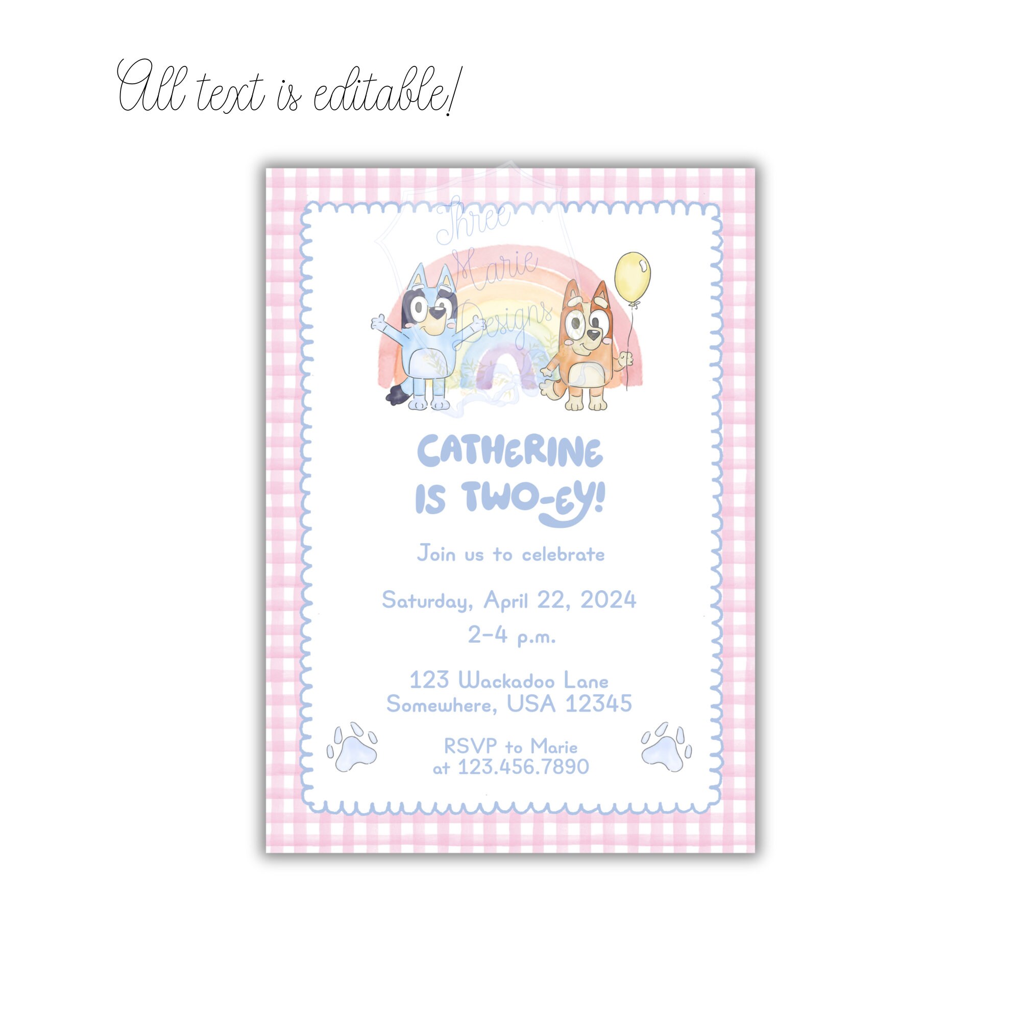 Editable Blue Dog Birthday Invitation | Blue Invite | Puppy Party ...