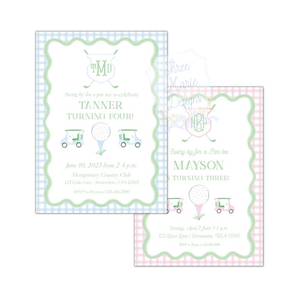 Preppy Golf Birthday Invite | Self-Editable | Par TEE Invitation | FORE invite | Watercolor Golf Invitation | Golf Birthday Party Invite