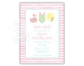 Pink Pool Party Invite | Summer Birthday Invitation | Editable Pool Party Invite | Bathing Suit Girly Pool Party Invite | Flamingo Popsicle