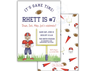 Football Birthday Invite | Football Invitation | Self-Edit | Game Time Invite | Watercolor Football Invite | Sports Invite | Preppy Football