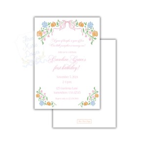 Grandmillenial Kürbis einladen | Rosa Kürbis Bogen Babyparty einladen | Rosa Kürbis Geburtstag einladen | Kleine Kürbis-Baby-Dusche-Einladung Bild 3