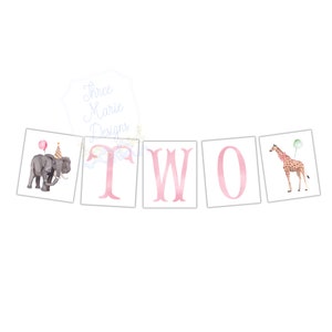 Party Animals Birthday Banner, Party Animals High Chair Banner Pink, Pink Party Animals Decor, TWO Wild Birthday Banner. TWO Banner