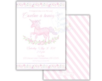 Editable Magical Unicorn Birthday Invite | Pastel Pink Unicorn Invitation | A Magical Day is on the Way! Unicorn Invitation Pink and Purple