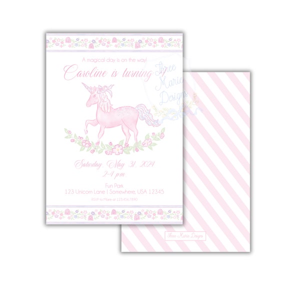 Editable Magical Unicorn Birthday Invite | Pastel Pink Unicorn Invitation | A Magical Day is on the Way! Unicorn Invitation Pink and Purple