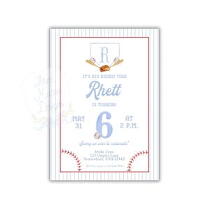 Baseball Birthday Invite | Baseball Invitation | Rookie Year | Editable Baseball Invitation | Pastel Baseball Party | Little Rookie Invite