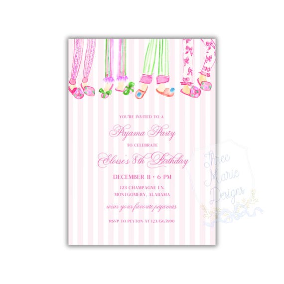 Pink Pajama Party Invite | Editable Pajamas Invitation | Pink and Purple Birthday Invite | PJ Party Digital Download | Sleepover Birthday