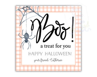 Pastel Orange BOO! Tag | Orange Halloween Treat Tag | Pastel Orange and Black Gift Tag | Boo! A Treat for You Printable Tag Halloween Class