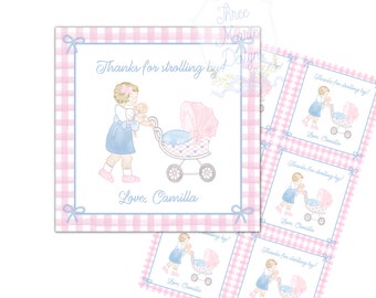 Baby Doll Birthday Favor Tags | 3x3 inches | Baby Doll Brunch Invite | Bonnets and Bows Birthday | Self-Editable | Baby Doll party | Dolly
