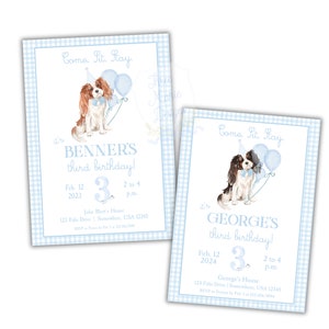 Cavalier King Charles Spaniel Birthday Invite | Puppy Party Invite | Snips and Snails | Self-Editable | Come Sit Stay | Puppy Dog Party