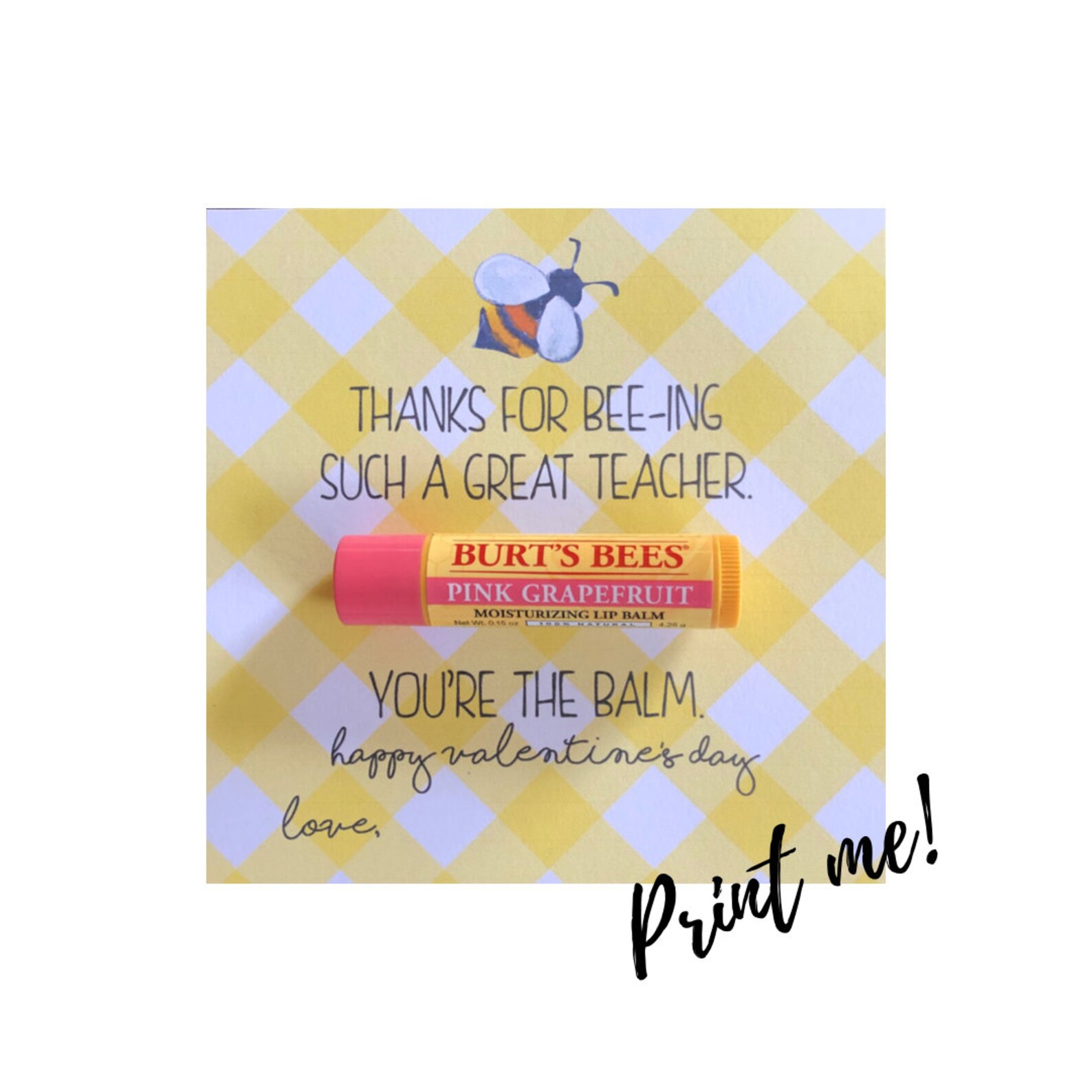 Teacher Appreciation Printable Thanks for Bee-Ing a Great | Etsy