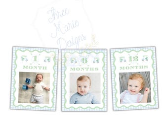 Preppy Golf Monthly Photo Banner Printable | Hole in One 12 Months Picture Banner, Digital Download, Golf First Birthday Banner Decor
