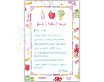 Back to School Prayer Printable | Editable School Prayer Download | Christian School Print out | 4x6 inches | School Prayer Card