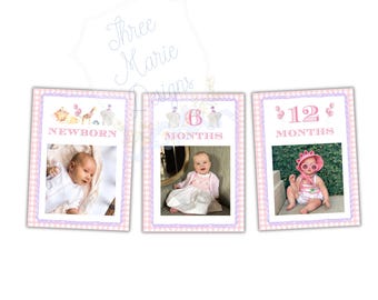 Pink Party Animals Monthly Photo Banner Printable | 12 Months Picture Banner | Instant Download | Party Animals Birthday Milestone Banner