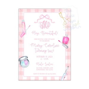 Make Up Birthday Invite | Self-Editable | A Day at the Salon Birthday Invite | Spa Day Invite | Spa Party Birthday Invite | Glam Birthday