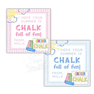 Chalk Favor Tag | Self-Editable | Chalk Summer Tag | Summer Class Gift | Watercolor Chalk Tag | Sidewalk Chalk Party Favor Tag