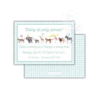 Party Animals Invitation | TWO Wild Invite | Wild ONE Invite | Pink Party Animals Invite | Blue Party Animals | Zoo Theme Invite image 3
