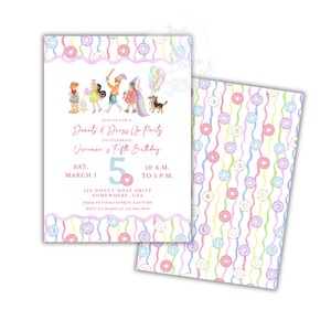 Donuts and Dress-Up Birthday Costume Party Invite, Dress-Up Birthday Invitation, Costume Birthday Invite, Costumes Donut Theme Invitation image 5