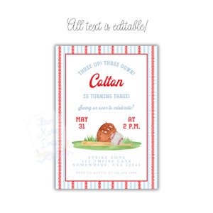 Editable Baseball Birthday Invite | Baseball Invitation | Rookie of the year Invite | Three Up Three Down Invite | Baseball Theme Birthday image 2