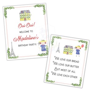 French Girl in Paris Welcome Sign | Madeline Party Decor Signage  | Self-Editable | Oui Oui I'm Three Theme | Parisian Theme Party | Bonjour