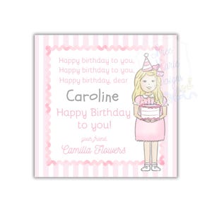Printable Birthday Girl Gift Tag | Editable Birthday Tag | Birthday Song Party Favor Tag | Girly Enclosure Card | Girly Gift Tag | Gift Tag