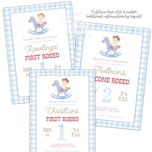 First Rodeo Birthday Invite | Vintage Rocking Horse | Second Rodeo Birthday Invitation | Western Invite | Cowboy Birthday Invitation image 2