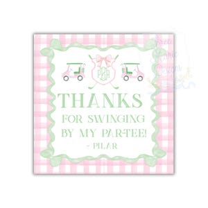 Etiqueta de recuerdo para fiesta de golf femenina en color rosa / Etiqueta de regalo editable para fiesta de golf / Etiqueta de agradecimiento Par TEE para fiesta / Baby Shower de golf con acuarela