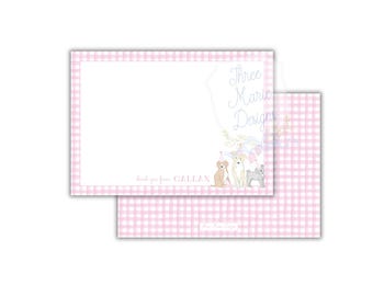 Rosa Welpe Danke Briefpapier | Danke Hinweis Rosa Hündchen Geburtstagsparty | Personalisiertes rosa Welpen-Briefpapier | Hund-Dankeschön-Karte