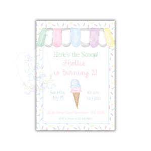 Pastel Ice Cream Birthday Invitation | 5x7 Editable | Pastel Ice Cream Invite | Ice Cream and Popsicle Birthday Party Invite | Double Scoop