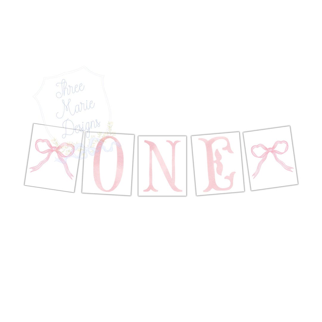 Pink Bow High-chair Banner Printable | Classic ONE High Chair Banner ...