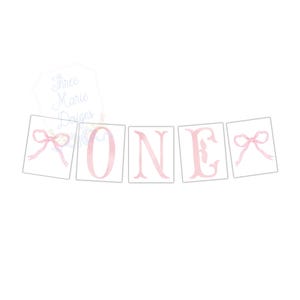 Pink Bow High-Chair Banner Printable | Classic ONE High Chair Banner | 4x5 Paper Banner Cards | Classic Bow Party Decor | Digital Download