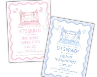 Bounce House Birthday Party Invite | Let's Bounce Invite | Waterslide Party Invitation | Self-Edit | Playground Invitation | Bounce on Over