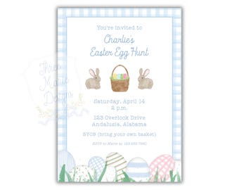 Easter egg hunt Invite | Easter Party Invitation | 5x7 Editable Digital Download Easter Printable | Pastel Easter Theme Invite | Let's Hunt