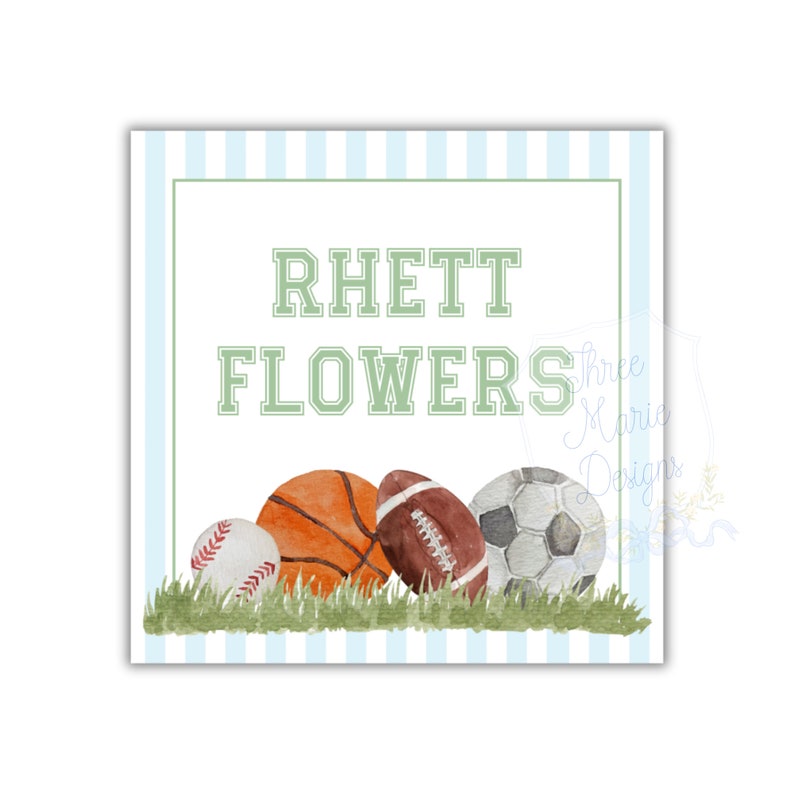 Rhett Lettering Printable Boys Sports Gift Tag | Sports Favor Tag | Enclosure Card ...
