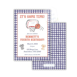 Basketball Invite | Basketball Invitation | Self-Edit | Game Time Invite | March Madness Invite | Gingham Basketball Invite | Sports Invite image 2