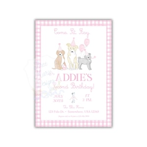 Pink Puppy Birthday Pawty Invitation | Come Sit Stay Invite | Puppy Party Invite | Editable Pink Puppy Dog Party Printable Digital Download