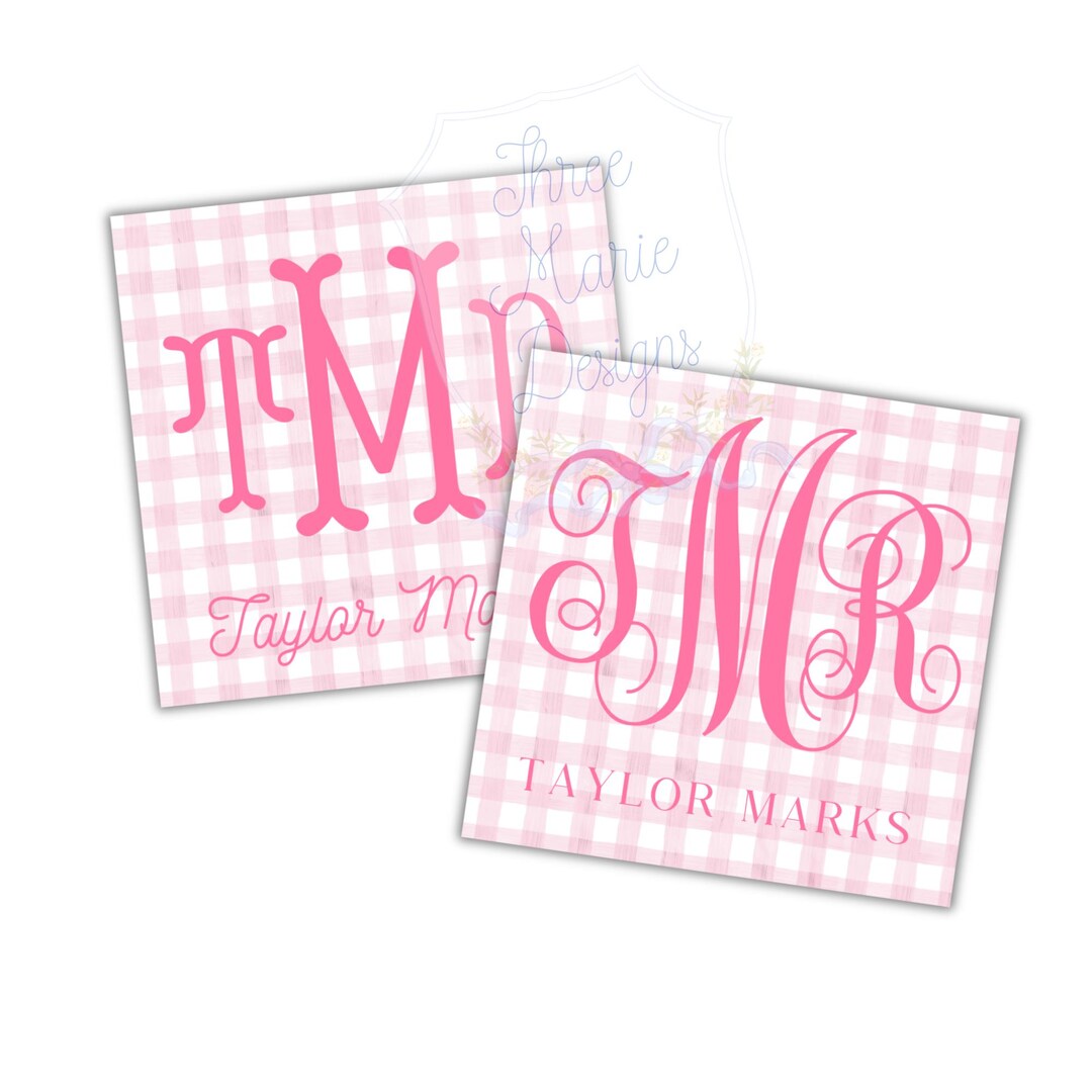Monogram Tag Printable Pink Monogram Gift Tag | Editable Classic Monogram Gift Tag ...