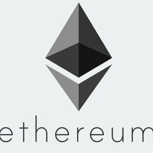 May include: A black and gray Ethereum logo with the word "ethereum" in white text below.