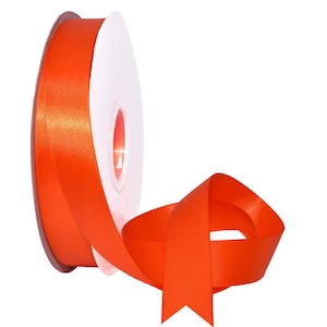 Double Face Satin Ribbon, Orange, 5/8 Inch, 50-YDS, Woven Edge