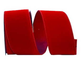 Velvet Ribbon, Antique Red, 2 1/2 Inch, Matching Wire Edge, 25-YDS, Indoor/Outdoor
